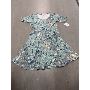 LuLaRoe Nicole Print Knit Dress Womens 3X Short Sleeve Flared Casual Stretch